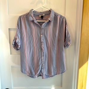 Universal thread soft womens top blue and red